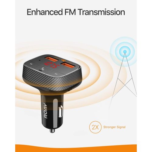  [아마존베스트]ROAV Anker Roav SmartCharge F0 Bluetooth FM Transmitter for Car, Audio Adapter and Receiver, Hands-Free Calling, MP3 Car Charger with 2 USB Ports, PowerIQ, and AUX Output (No Dedicated