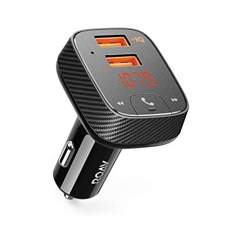  [아마존베스트]ROAV Anker Roav SmartCharge F2 Bluetooth FM Transmitter, Wireless Audio Adapter and Receiver, Car Charger with Bluetooth 4.2, Car Locator, App Support, 2 USB ports, PowerIQ, AUX Out, an