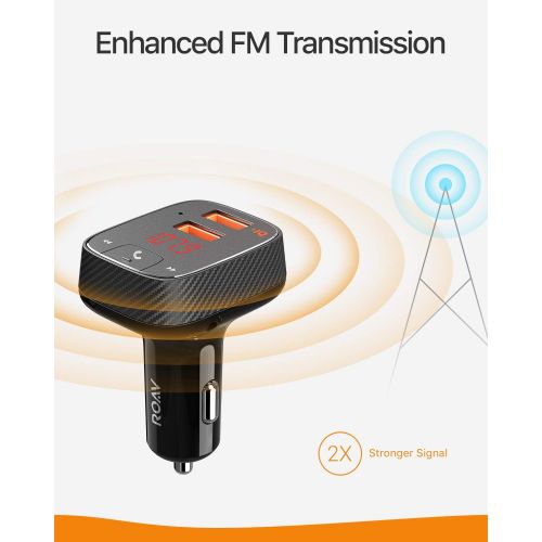  [아마존베스트]ROAV Anker Roav SmartCharge F2 Bluetooth FM Transmitter, Wireless Audio Adapter and Receiver, Car Charger with Bluetooth 4.2, Car Locator, App Support, 2 USB ports, PowerIQ, AUX Out, an