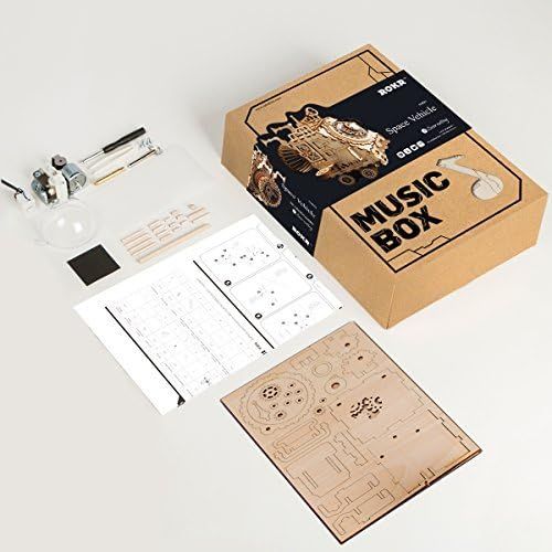 [아마존 핫딜] [아마존핫딜]ROBOTIME Wooden 3D Puzzle Robot Space Vehicle Craft Kit DIY Music Puzzle Box