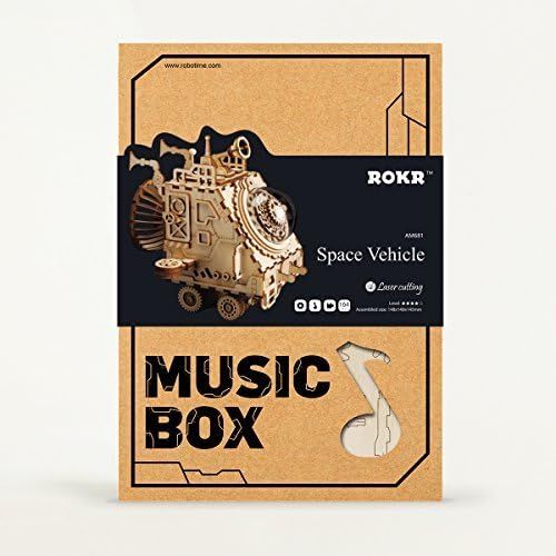  [아마존 핫딜] [아마존핫딜]ROBOTIME Wooden 3D Puzzle Robot Space Vehicle Craft Kit DIY Music Puzzle Box