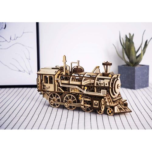  [아마존핫딜][아마존 핫딜] ROBOTIME 3D Assembly Wooden Puzzle Laser-Cut Locomotive Kit Mechanical Gears Toy Brain Teaser Games Best Birthday Gifts for Engineer Husband & Boyfriend & Teen Boys & Adults