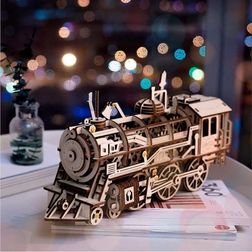  [아마존핫딜][아마존 핫딜] ROBOTIME 3D Assembly Wooden Puzzle Laser-Cut Locomotive Kit Mechanical Gears Toy Brain Teaser Games Best Birthday Gifts for Engineer Husband & Boyfriend & Teen Boys & Adults