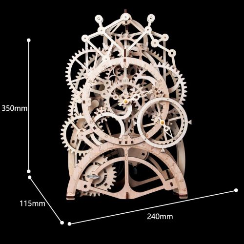  [아마존베스트]ROBOTIME 3D Assembly Puzzles Wooden Mechanical Gears Decor Laser-Cut Pendulum Clock Model Kit Best Engineering Toys for Teens
