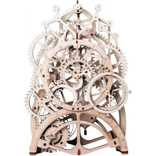  [아마존베스트]ROBOTIME 3D Assembly Puzzles Wooden Mechanical Gears Decor Laser-Cut Pendulum Clock Model Kit Best Engineering Toys for Teens
