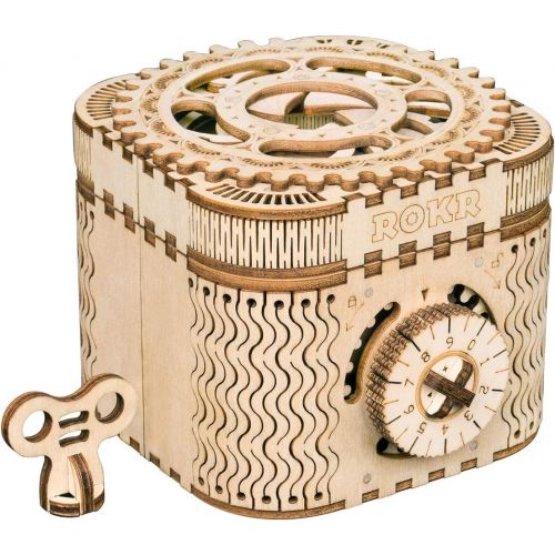  [아마존베스트]ROBOTIME 3D Wooden Treasure Box Puzzle Unique Model Kits to Build Mechanical Engineering Kits Great Birthday for Adults and Children Age 14+