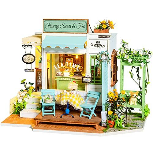  ROBOTIME Dollhouse Miniature DIY Miniature Craft Kits for Adults Model House Kit with LED to Build Decent Birthday Gift