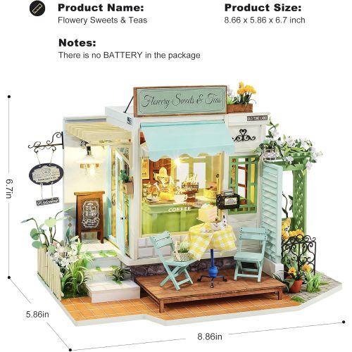  ROBOTIME Dollhouse Miniature DIY Miniature Craft Kits for Adults Model House Kit with LED to Build Decent Birthday Gift