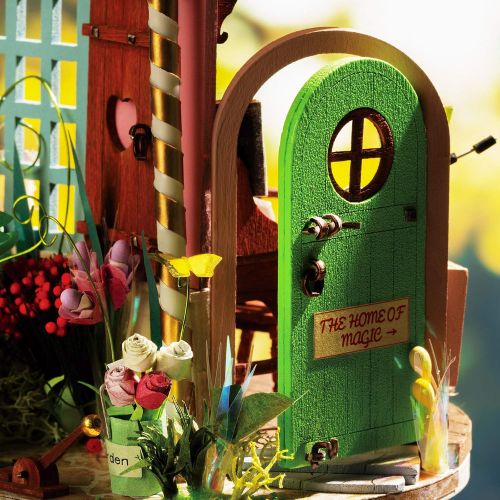  ROBOTIME DIY Dollhouse Wooden Miniatur, Dollhouse Kits, Wooden DIY Doll House Model Kits, Dollhouse Miniature Flower House with Cover for Birthday Christmas Valentine Gift Best Bir