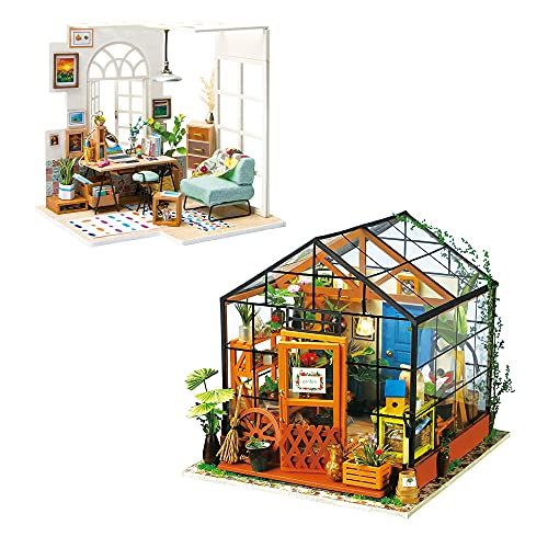  ROBOTIME DIY Miniature Dollhouse Kit Mini Wooden House Kit with Lights and Furnitures Decent Birthday Gifts for Adults & Kids Home Decoration