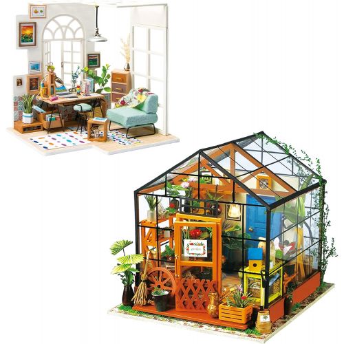  ROBOTIME DIY Miniature Dollhouse Kit Mini Wooden House Kit with Lights and Furnitures Decent Birthday Gifts for Adults & Kids Home Decoration