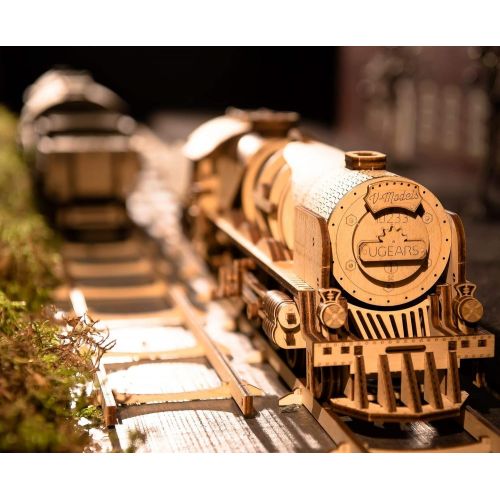  ROBOTIME UGEARS V-Express Steam Train with Tender 3D Wooden Model Self Assembling Best Adult and Teens Gift