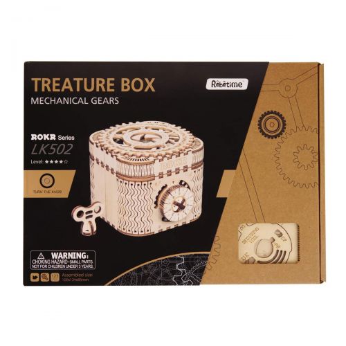  ROBOTIME 3D Wooden Treasure Box Puzzle Unique Model Kits to Build Mechanical Engineering Kits Great Birthday for Adults and Children Age 14+