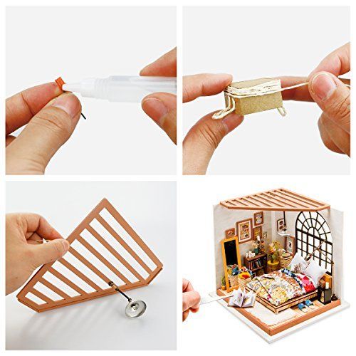  ROBOTIME DIY Miniature Dollhouse Kit Garden House with Furniture Sets Best Birthday Gifts for Adults