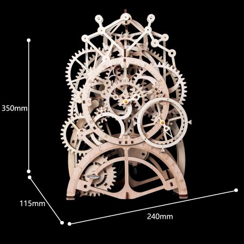  ROBOTIME 3D Assembly Puzzles Wooden Mechanical Gears Decor Laser-Cut Pendulum Clock Model Kit Best Engineering Toys for Teens