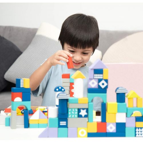  ROBUD Wooden Building Blocks Set for Toddlers Kids, Montessori Toy Gift for Boys and Girls Ages 3-8 Years Old - 60 PCS