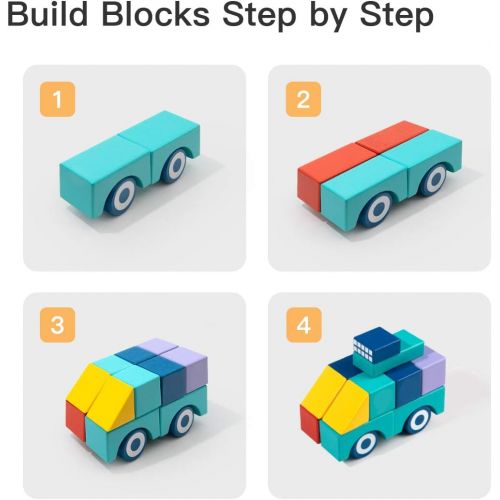  ROBUD Wooden Building Blocks Set for Toddlers Kids, Montessori Toy Gift for Boys and Girls Ages 3-8 Years Old - 60 PCS