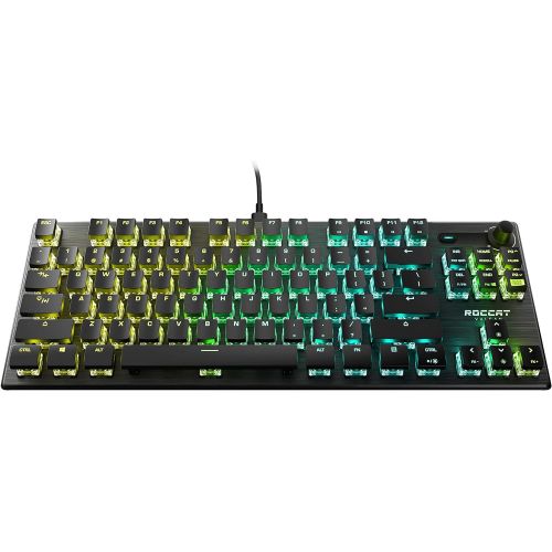  ROCCAT Vulcan TKL Pro Tenkeyless Linear Optical Titan Switch PC Gaming Keyboard with Per-key AIMO RGB Lighting, Anodized Aluminum Top Plate, and Detachable USB-C Cable, Black