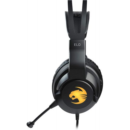  ROCCAT Elo 7.1 USB PC Gaming Headset, Surround Sound with AIMO RGB Lighting, Wired Computer Headphones, Detachable Noise Cancelling Microphone, Lightweight, 50mm Drivers, Black