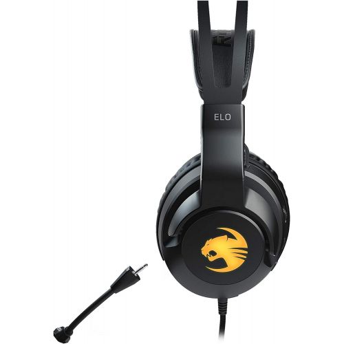  ROCCAT Elo 7.1 USB PC Gaming Headset, Surround Sound with AIMO RGB Lighting, Wired Computer Headphones, Detachable Noise Cancelling Microphone, Lightweight, 50mm Drivers, Black