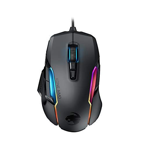  ROCCAT Kone AIMO PC Gaming Mouse, Optical, RGB Backlit Lighting, 23 Programmable Keys, Onboard Memory, Palm Grip, Owl Eye Sensor, Ergonomic, LED Illumination, Adjustable 100 to 16,