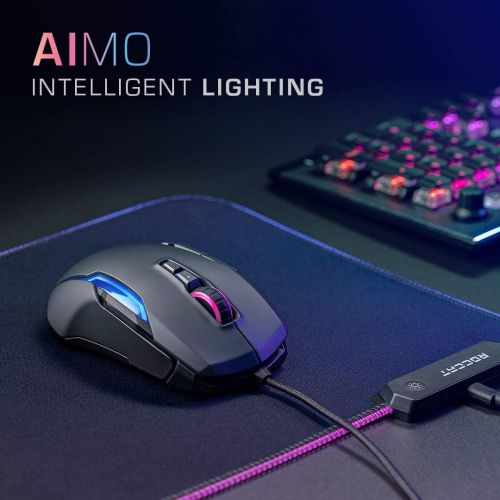  ROCCAT Kone AIMO PC Gaming Mouse, Optical, RGB Backlit Lighting, 23 Programmable Keys, Onboard Memory, Palm Grip, Owl Eye Sensor, Ergonomic, LED Illumination, Adjustable 100 to 16,