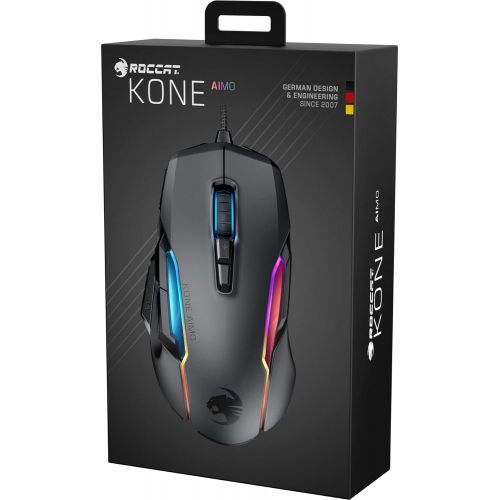  ROCCAT Kone AIMO PC Gaming Mouse, Optical, RGB Backlit Lighting, 23 Programmable Keys, Onboard Memory, Palm Grip, Owl Eye Sensor, Ergonomic, LED Illumination, Adjustable 100 to 16,