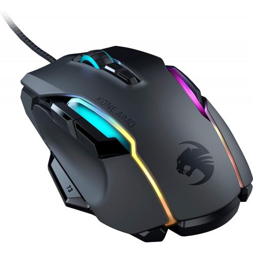  ROCCAT Kone AIMO PC Gaming Mouse, Optical, RGB Backlit Lighting, 23 Programmable Keys, Onboard Memory, Palm Grip, Owl Eye Sensor, Ergonomic, LED Illumination, Adjustable 100 to 16,