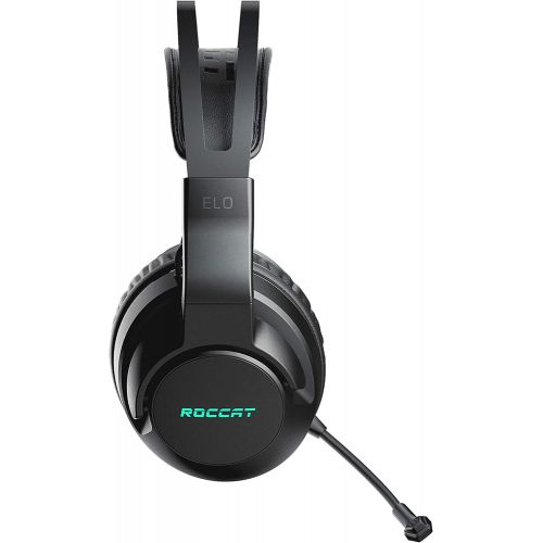  ROCCAT Elo 7.1 Air PC Wireless Gaming Headset, Surround Sound Headphones with Detachable Noise Cancelling Microphone, 50mm Drivers, 24 Hr Battery Life, RGB Lighting, Black