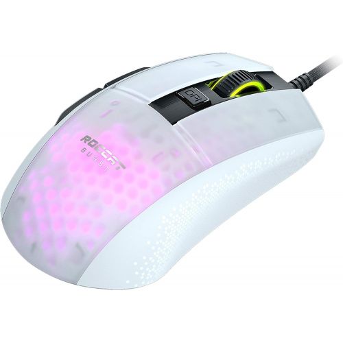  ROCCAT Burst Pro PC Gaming Mouse, Optical Switches, Super Lightweight Ergonomic Wired Computer Mouse, RGB Lighting, Titan Scroll Wheel, Bionic Shell, Claw Grip, Owl-Eye Sensor, 16K