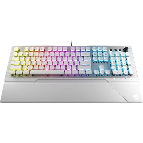 ROCCAT Vulcan 122 Mechanical PC Tactile Gaming Keyboard, Titan Switch, AIMO RGB Backlit Lighting Per Key, Detachable Palm/Wrist Rest, Anodized Aluminum Top Plate, Full Size, White/