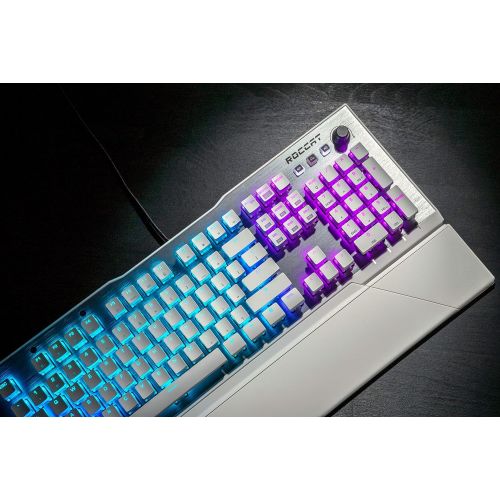  ROCCAT Vulcan 122 Mechanical PC Tactile Gaming Keyboard, Titan Switch, AIMO RGB Backlit Lighting Per Key, Detachable Palm/Wrist Rest, Anodized Aluminum Top Plate, Full Size, White/