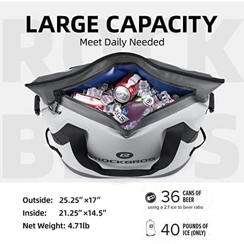  ROCKBROS Soft Cooler Insulated Leak Proof Cooler Bag Portable 36 Can Large Soft Sided Coolers Waterproof Insulated Pack Cooler for Travel, Beach, Camping, Picnic, Lunch, Fishing, F