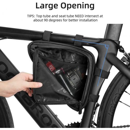  ROCKBROS Bike Triangle Frame Bag Under Top Tube Bag Large Capacity Bike Storage Bag for Mountain Road Bike