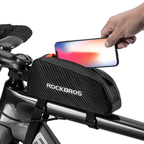  ROCKBROS Top Tube Bike Bag Bicycle Front Frame Bag Top Tube Bag Bike Accessories Pouch Compatible with iPhone 11 Pro Max/XR/XS Max 7/8 Plus