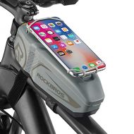 ROCK BROS Top Tube Bike Phone Bag Bicycle Front Frame Bag with Phone Mount PC Cycling Pouch Pack Bike Accessories Storage Case Adjustable Phone Holder Compatible with iPhone 11 12P