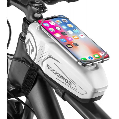  ROCKBROS Top Tube Bike Phone Bag Bicycle Front Frame Bag with Phone Mount PC Cycling Pouch Pack Bike Accessories Storage Case Adjustable Phone Holder Compatible with iPhone 11 12Pr