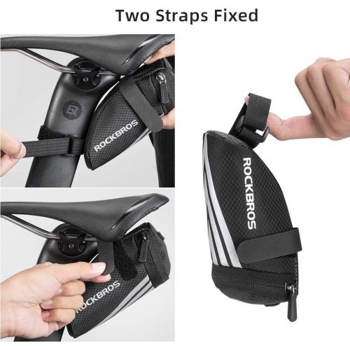  ROCK BROS Bike Saddle Bag Seat Bag Bicycle Bag Under Seat Bike Accessories Storage Pouch Ultralight Cycling Wedge Pack for Road Mountain MTB Foldable Bike