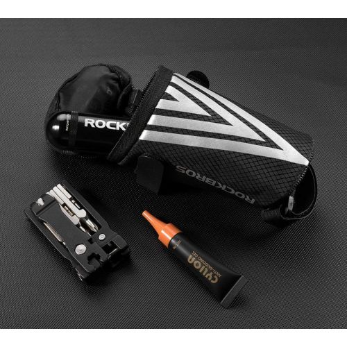  ROCK BROS Bike Saddle Bag Seat Bag Bicycle Bag Under Seat Bike Accessories Storage Pouch Ultralight Cycling Wedge Pack for Road Mountain MTB Foldable Bike