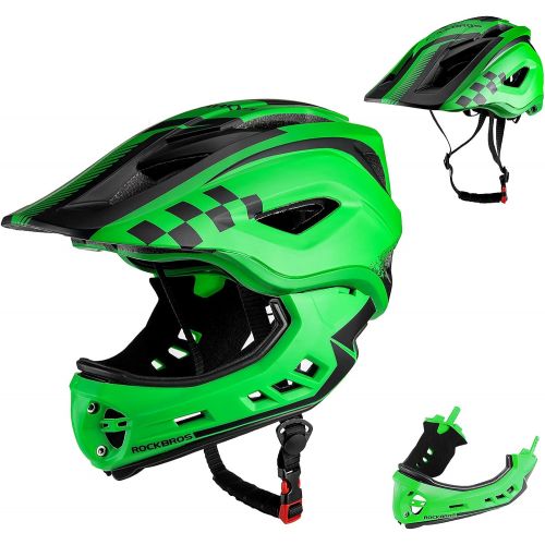  [아마존베스트]ROCK BROS Bike Helmets for Kid Full Face Mountain Bike Helmet Lightweight Dirt Bike Helmet Toddler Cycling Bicycle Helmet for Youth CPSC Certificate Detachable Skateboard BMX Helme