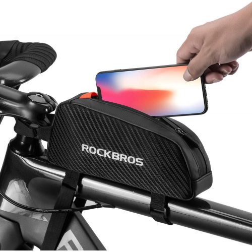  ROCKBROS Top Tube Bike Bag Bicycle Front Frame Bag Top Tube Bag Bike Accessories Pouch Compatible with iPhone 11 Pro Max/XR/XS Max 7/8 Plus