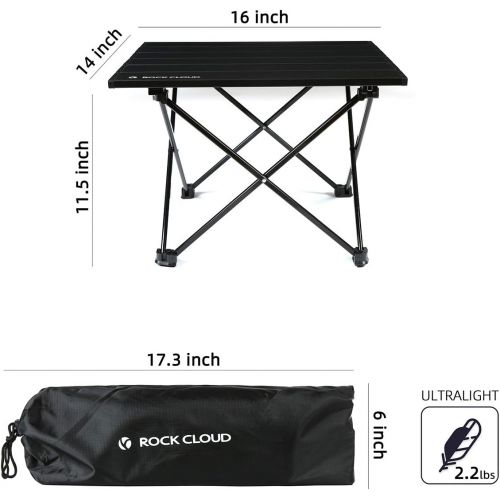  Rock Cloud Portable Camping Table Ultralight Aluminum Folding Beach Table Camp for Camping Hiking Backpacking Outdoor Picnic, Black
