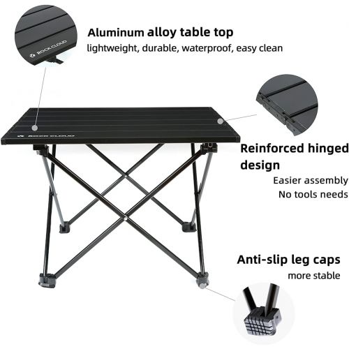  Rock Cloud Portable Camping Table Ultralight Aluminum Folding Beach Table Camp for Camping Hiking Backpacking Outdoor Picnic, Black