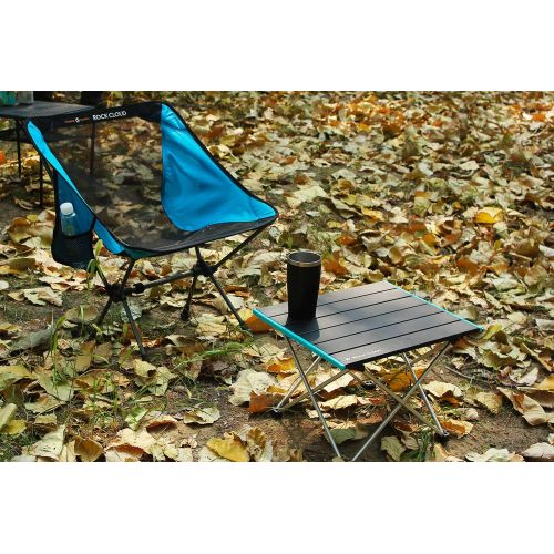  Rock Cloud Portable Camping Table Ultralight Aluminum Folding Beach Table Camp for Camping Hiking Backpacking Outdoor Picnic, Black