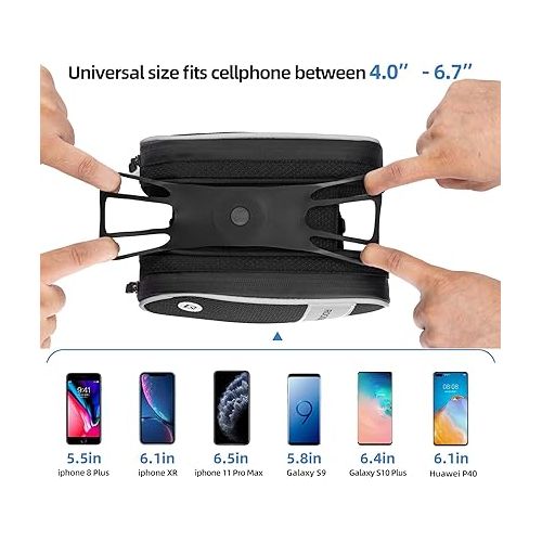  ROCKBROS Bike Front Frame/Handlebar Phone Mount Bag Top Tube Bike/Bicycle Bag Waterproof Cycling Accessories Bike Pouch with 360° Rotation Phone Holder Fit Smartphone Below 6.7''