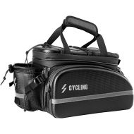 ROCKBROS Bike Bag Bike Rack Bag Bike Trunk Bag Carbon Leather Bicycle Rear Seat Cargo Bag Bike Pannier Handbag 3 in 1