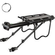 ROCKBROS Rear Bike Rack Bike Cargo Rack Adjustable Bicycle Luggage Carrier Rack Rear Quick Release Mountain Bike Pannier Rack with Elastic Band and Reflector, Most 165 lbs Capacity