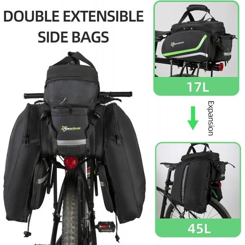  ROCKBROS Bike Panniers for Bicycle, Bike Trunk Bag Rear Bike Rack Bag for Travel Bicycle eBike Accessories Cargo Carrier Bag