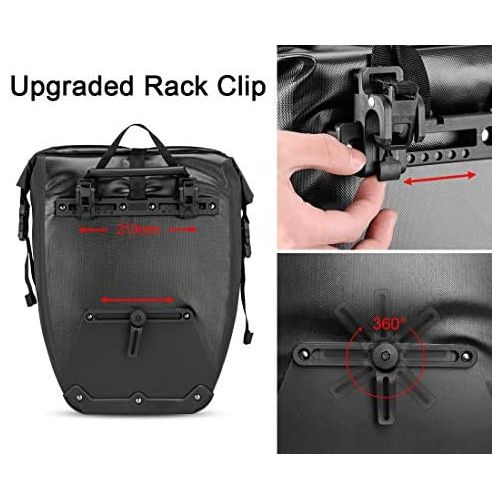  ROCKBROS Bike Pannier Waterproof 27L Large Capacity Bike Bag Rear Rack Bicycle Pannier Bag Waterproof for Grocery Touring Cycling