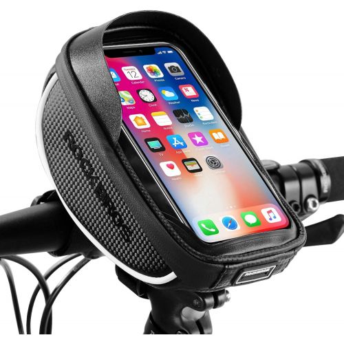  ROCKBROS Bike Phone Mount Bag Bike Front Frame Handlebar Bag Waterproof Bike Phone Holder Case Bicycle Accessories Pouch Sensitive Touch Screen Compatible with iPhone 11 XS Max XR